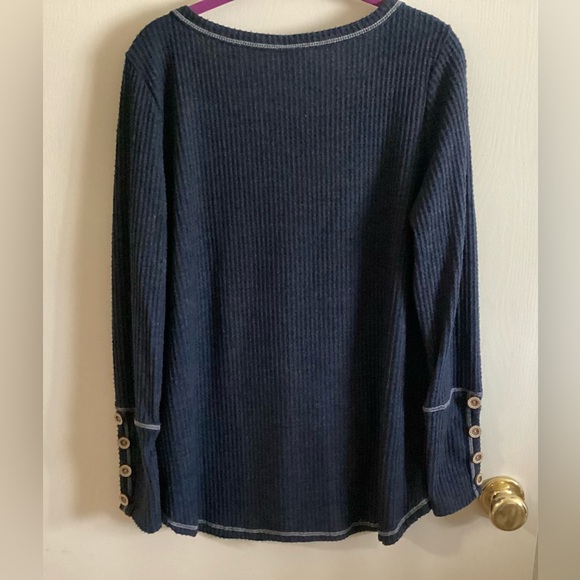 NWOT—BiBi Navy Blue Long Sleeve Thermal Top - Picture 2 of 3